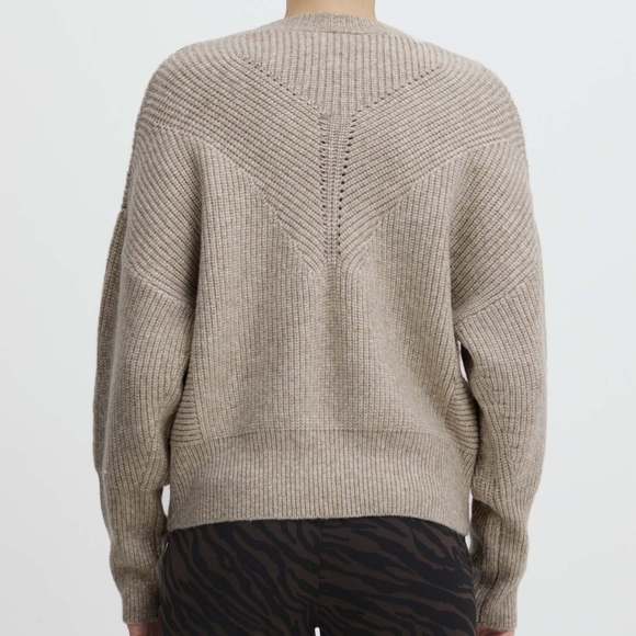 Ichi Ihmylle Sweater Oatmeal Melange Ribbed Sweater M - Picture 3 of 14